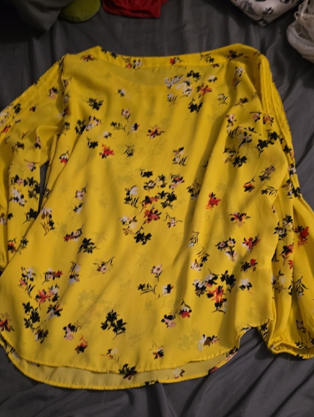 Ann Taylor Yellow Floral Boatneck Blouse - Picture 3 of 3